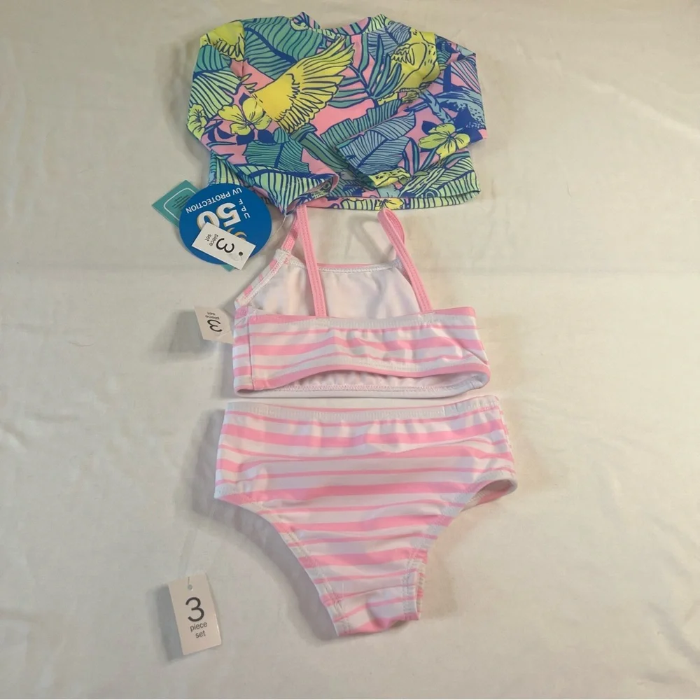 Sol Borne‎ Tropical Chameleon 3-Piece Rashguard Swim Set UPF 50 12M NWT